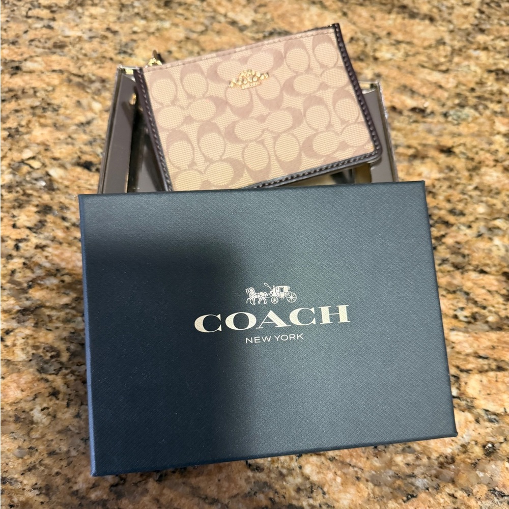 Coach Brown and Tan Signature Card Holder